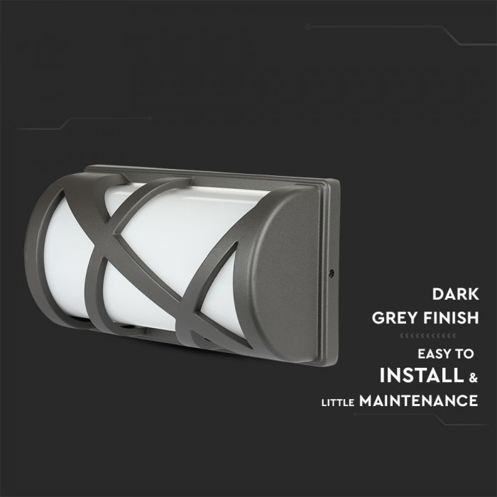LED GARDEN WALL LIGHT ALUM.+GLASS E27 IP54 145X295 DARK GREY