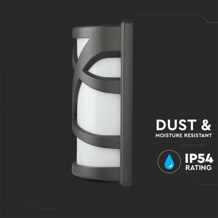 LED GARDEN WALL LIGHT ALUM.+GLASS E27 IP54 145X295 DARK GREY