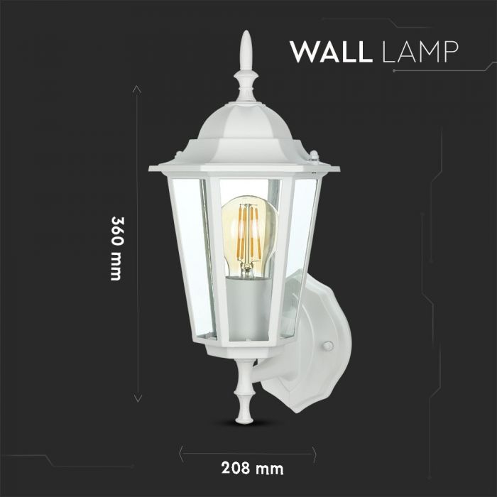 LED GARDEN WALL LIGHT E27 IP44 360X208 FACING UP WHITE