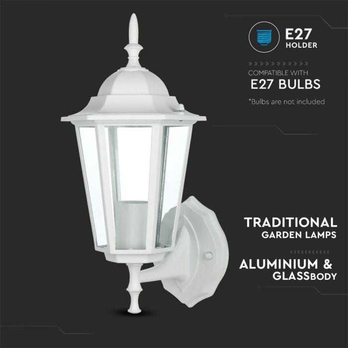 LED GARDEN WALL LIGHT E27 IP44 360X208 FACING UP WHITE