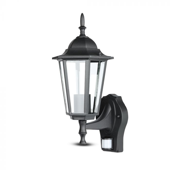 LED GARDEN WALL LIGHT WITH SENSOR E27 IP44 375X215 FACING UP