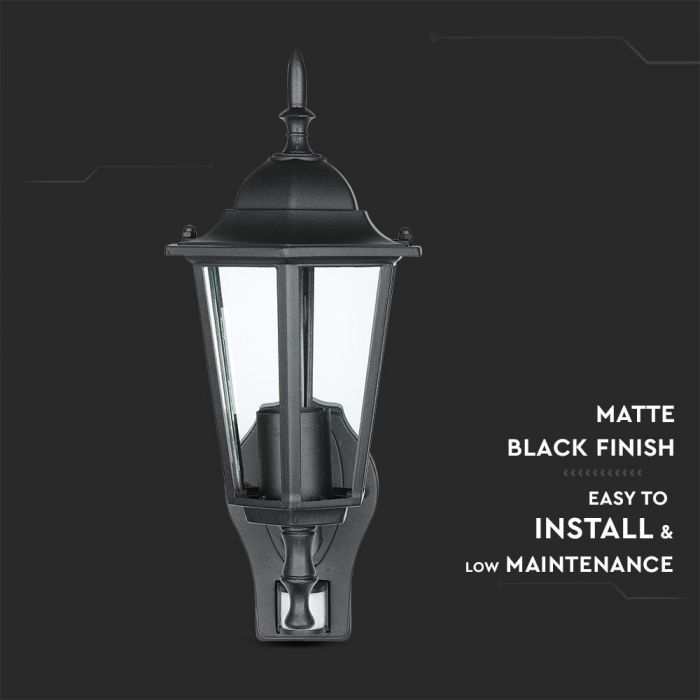 LED GARDEN WALL LIGHT WITH SENSOR E27 IP44 375X215 FACING UP