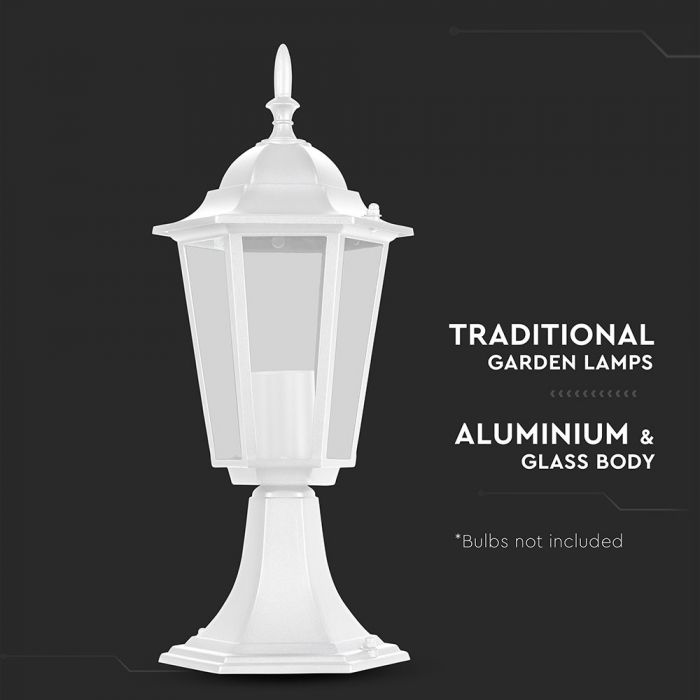 LED GARDEN E27 LAMP ALUMINIUM MAT WHITE 17X17X40.3 IP44