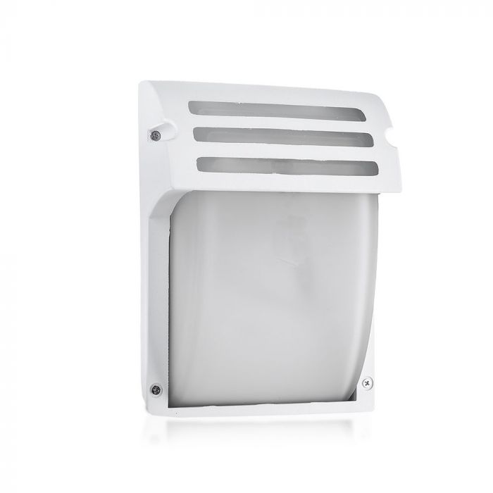 LED GARDEN WALL LIGHT ALUM.+GLASS E27 IP44 245X180X93 WHITE