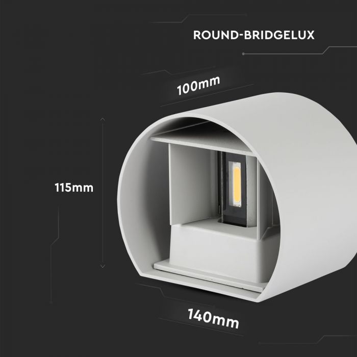 LED WALL LIGHT ROUND ALUMINIUM 6W WW 660lm 0-60° 136X100 IP65 GREY