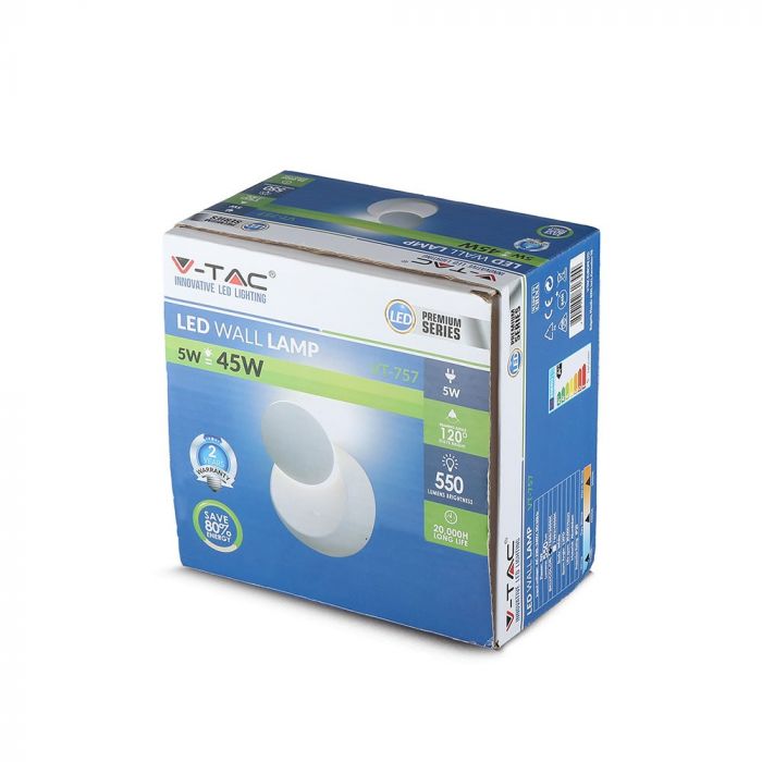 LED WALL LIGHT ROUND ALUMINIUM ROTATABLE DL 560lm 0-360° 140X65 IP44 WHITE