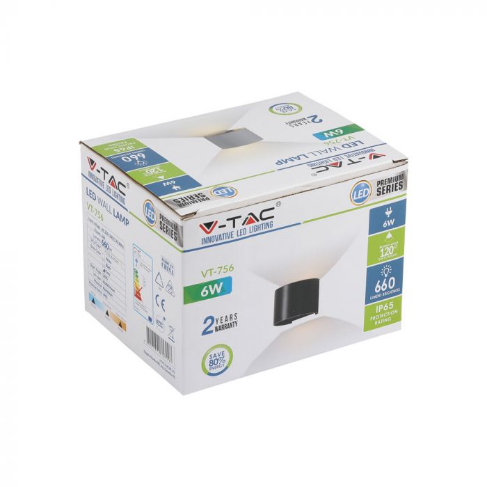 LED WALL LIGHT ROUND ALUMINIUM 6W WW 660lm 0-60° 136X100 IP65 GREY