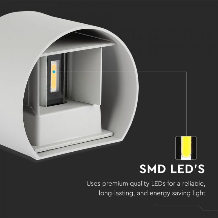 LED WALL LIGHT ROUND ALUMINIUM 6W WW 660lm 0-60° 136X100 IP65 GREY