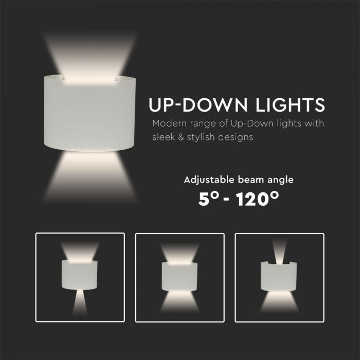LED WALL LIGHT ROUND ALUMINIUM 6W WW 660lm 0-60° 136X100 IP65 GREY
