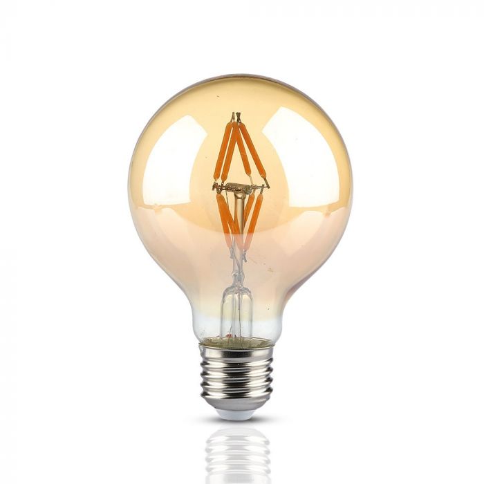 LED E27 FILAMENT LAMP AMBER COVER G80 4W WW 400lm 300° 80X140