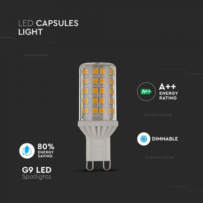 LED G9 LAMP 5W WW 500lm 300° 22X60 IP44 DIMMABLE A++