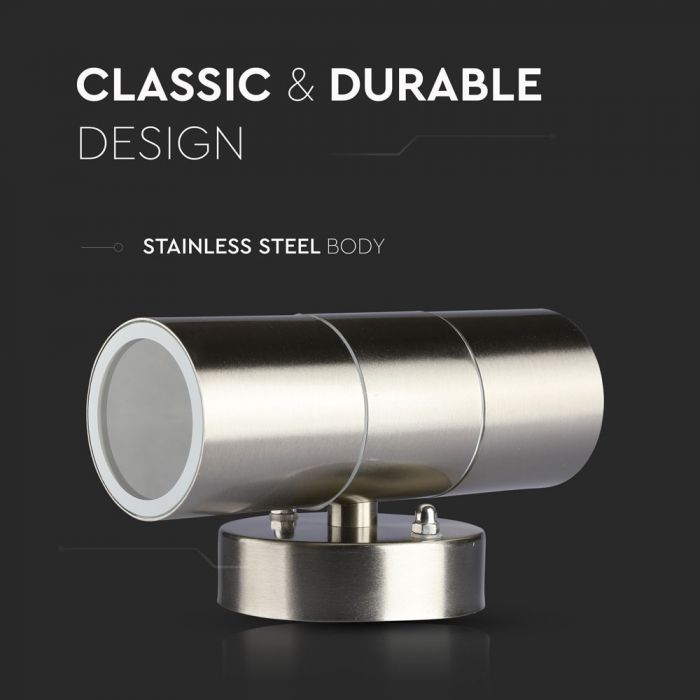 LED WALL FITTING STAINLESS STEEL GU10 2WAY 93X85X163 IP44