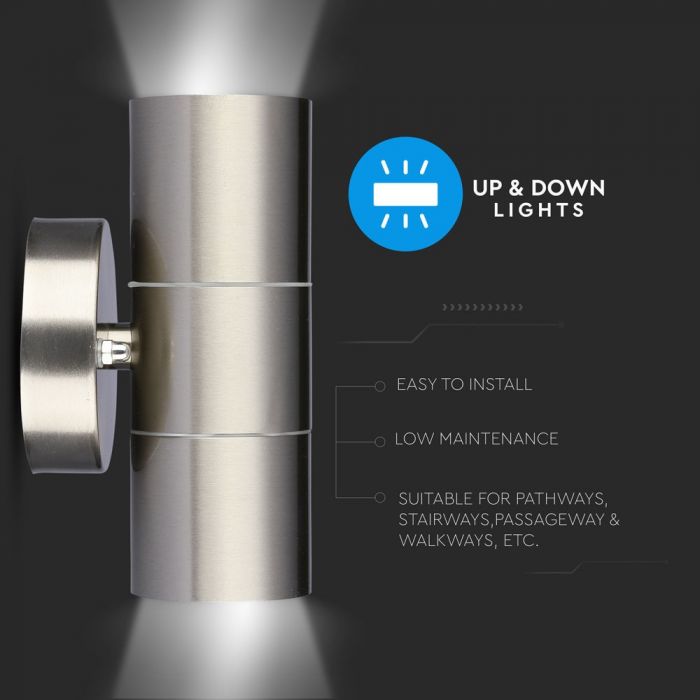 LED WALL FITTING STAINLESS STEEL GU10 2WAY 93X85X163 IP44