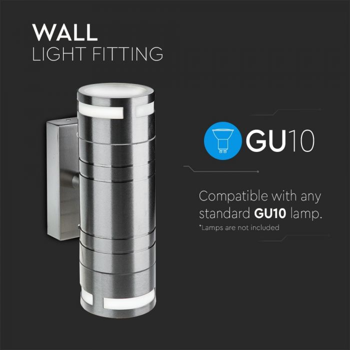 LED WALL GLASS FITTING STAINLESS STEEL GU10 2WAY 110X60X178 IP44