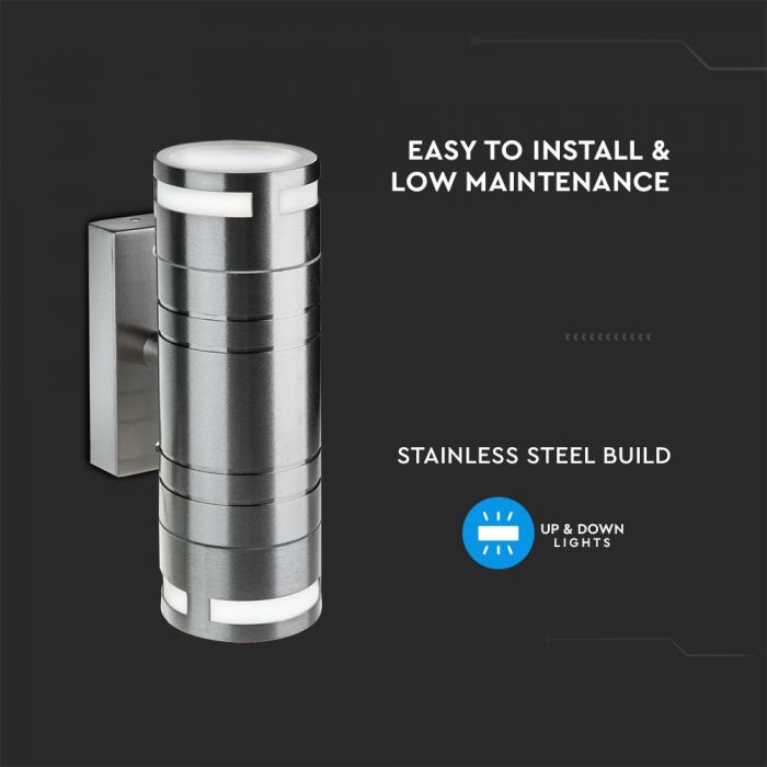 LED WALL GLASS FITTING STAINLESS STEEL GU10 2WAY 110X60X178 IP44