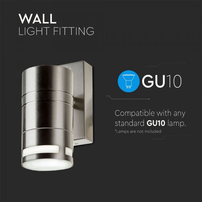 LED WALL GLASS FITTING STAINLESS STEEL GU10 1WAY 110X60X125 IP44
