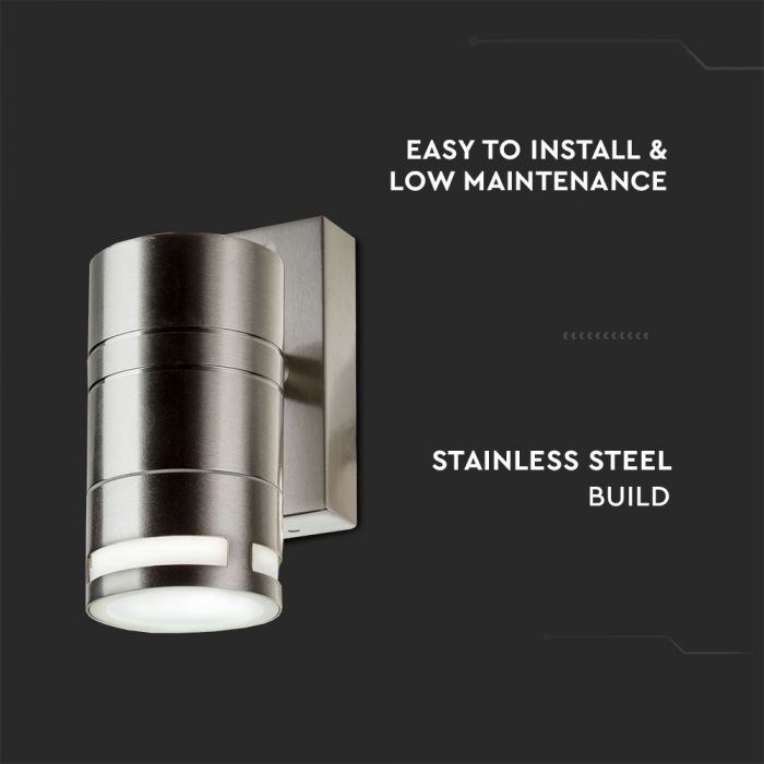 LED WALL GLASS FITTING STAINLESS STEEL GU10 1WAY 110X60X125 IP44