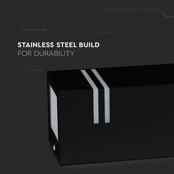 LED WALL FITTING STAINLESS STEEL SQUARE GU10 2WAY 85X87X250 IP44 BLACK