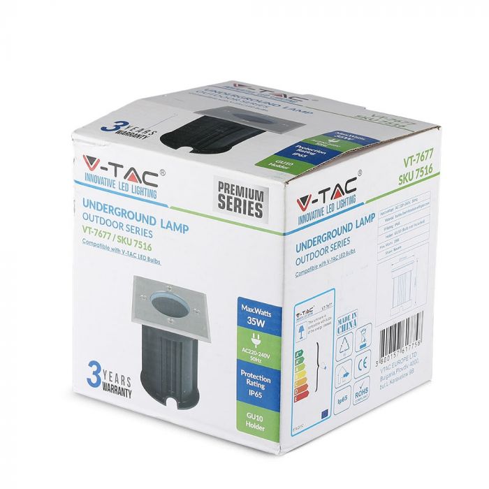 LED UNDERGROUND FITTING STAINLESS STEEL SQUARE GU10 110X110X120 IP65 BLACK