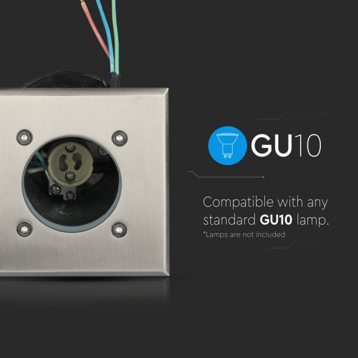 LED UNDERGROUND FITTING STAINLESS STEEL SQUARE GU10 110X110X120 IP65 BLACK