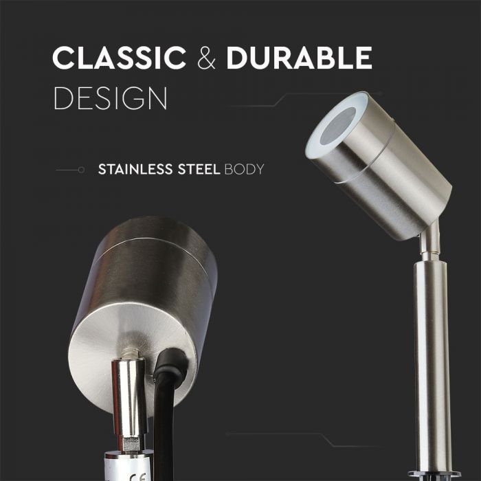 LED GARDEN SPIKE FITTING STAINLESS STEEL GU10 60X60X420 IP44