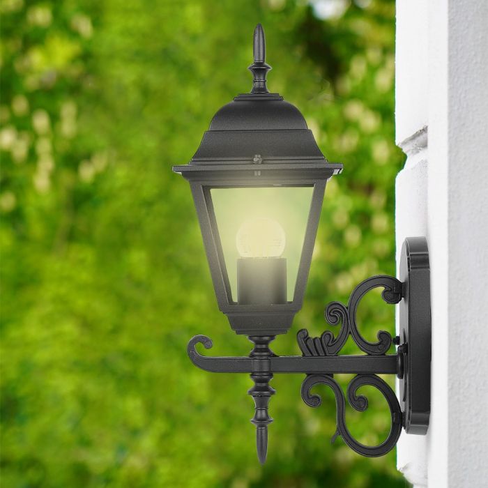 LED GARDEN WALL LIGHT SMALL-MATT BLACK E27 IP44 225X400X148 FACING UP