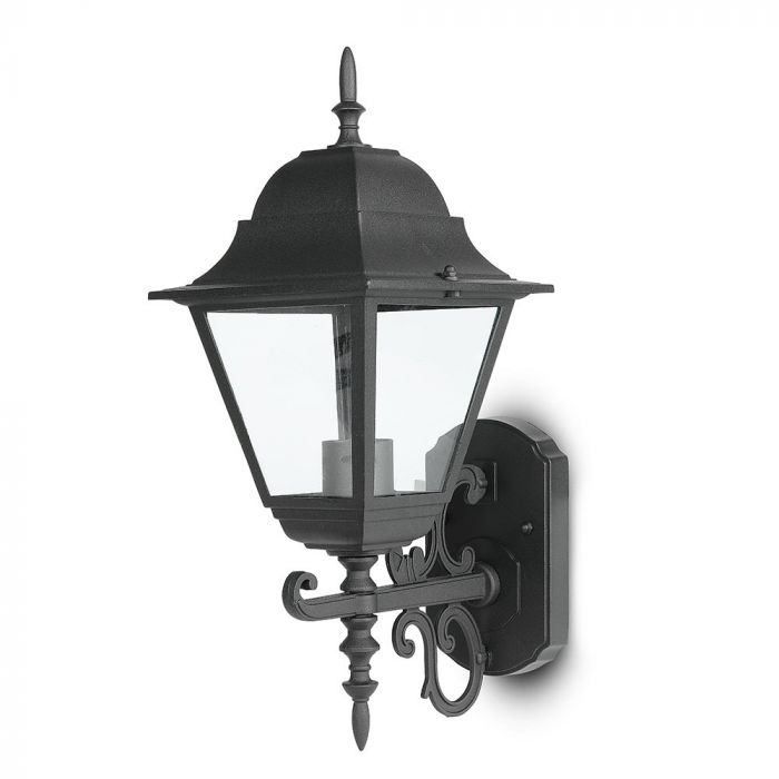 LED GARDEN WALL LIGHT LARGE-MATT BLACK E27 IP44 245X445X185 FACING UP