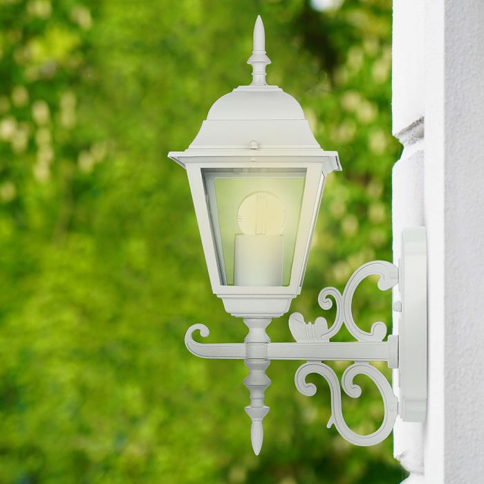 LED GARDEN WALL LIGHT LARGE-MATT WHITE E27 IP44 245X445X185 FACING UP
