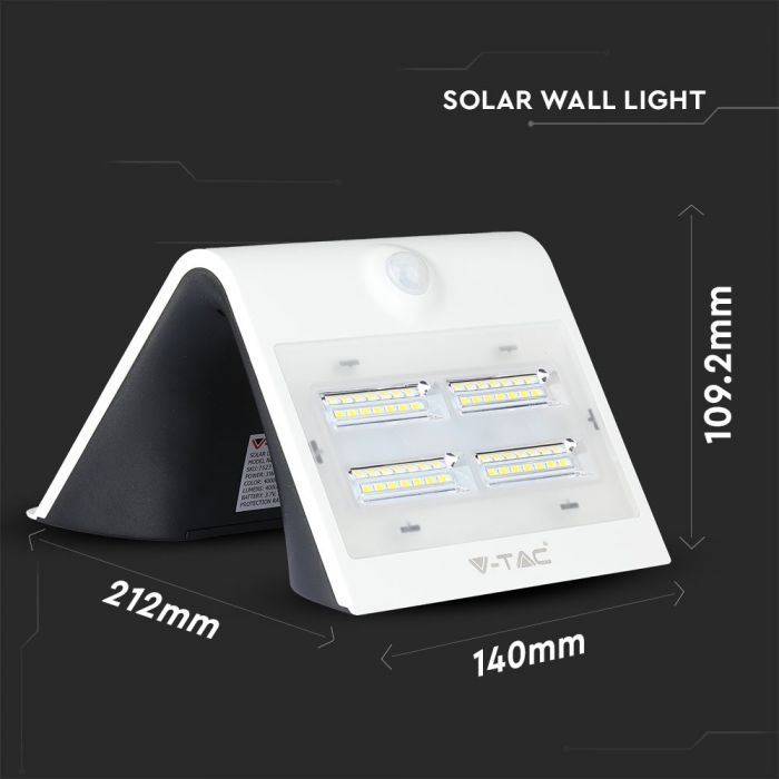 3W LED Solar Wall Light Warm White, Natural White White Black Body