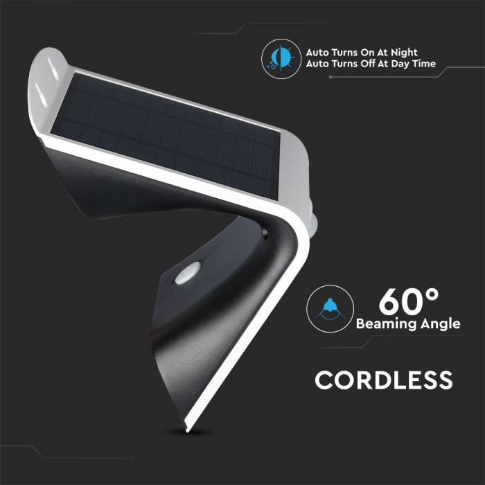 3W LED Solar Wall Light Warm White, Natural White White Black Body
