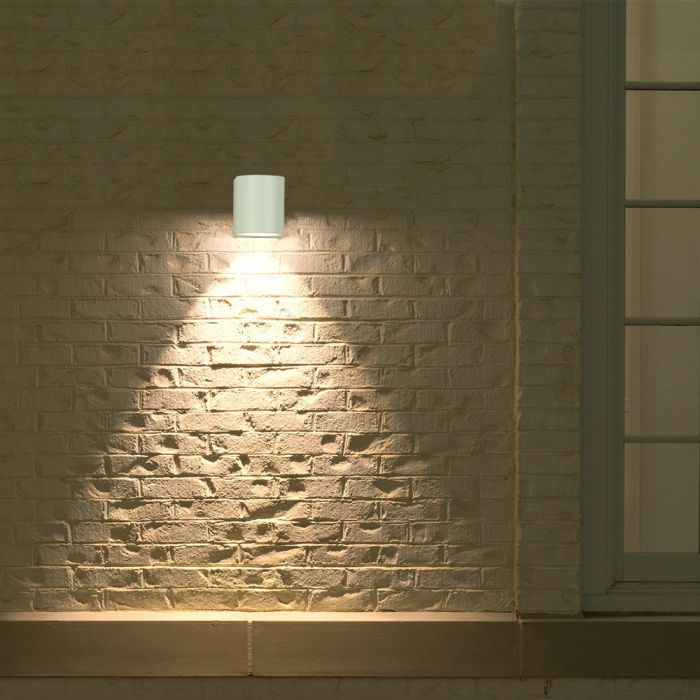 LED WALL SLEEK FITTING ALUMINIUM ROUND GU10 1WAY 92X68X80 IP44 WHITE