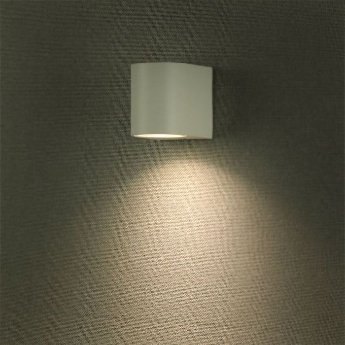 LED WALL SLEEK FITTING ALUMINIUM ROUND GU10 1WAY 92X68X80 IP44 WHITE