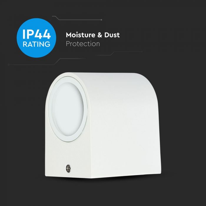 LED WALL SLEEK FITTING ALUMINIUM ROUND GU10 1WAY 92X68X80 IP44 WHITE