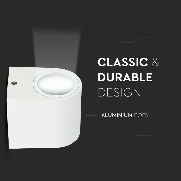 LED WALL SLEEK FITTING ALUMINIUM ROUND GU10 1WAY 92X68X80 IP44 WHITE