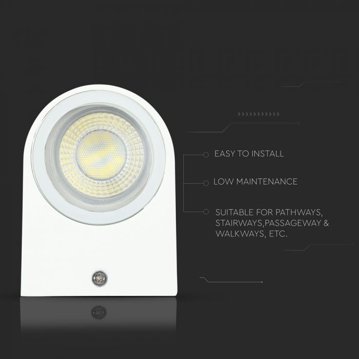 LED WALL SLEEK FITTING ALUMINIUM ROUND GU10 1WAY 92X68X80 IP44 WHITE