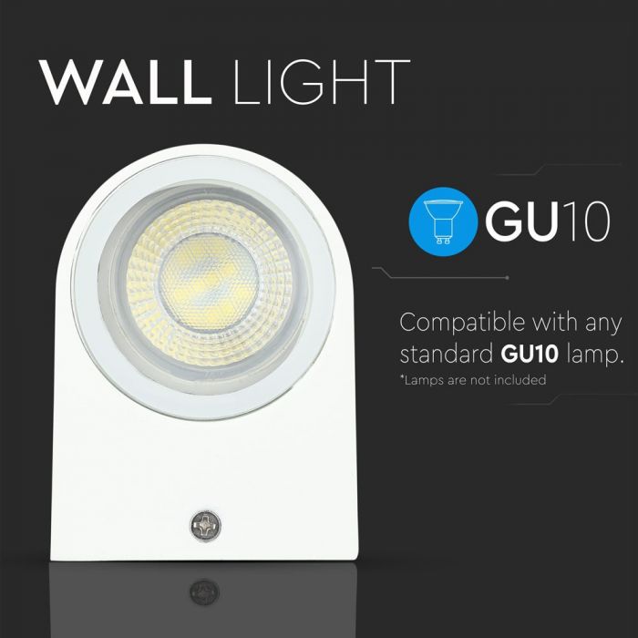 LED WALL SLEEK FITTING ALUMINIUM ROUND GU10 1WAY 92X68X80 IP44 WHITE