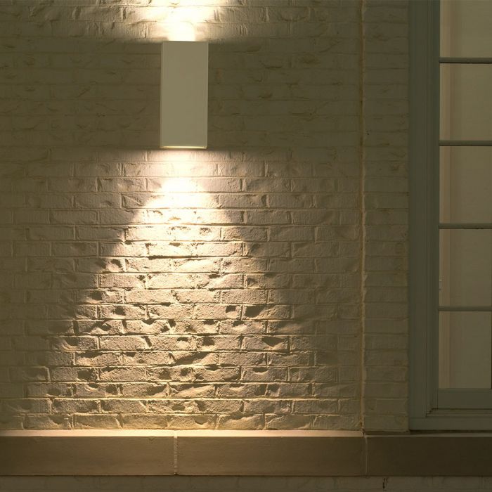 LED WALL SLEEK FITTING ALUMINIUM SQUARE GU10 2WAY 92X68X150 IP44 WHITE