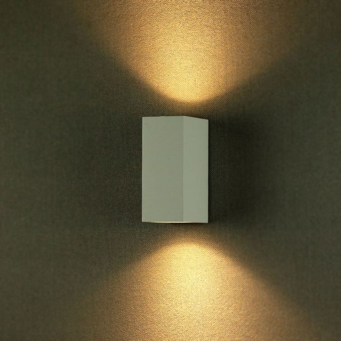 LED WALL SLEEK FITTING ALUMINIUM SQUARE GU10 2WAY 92X68X150 IP44 WHITE