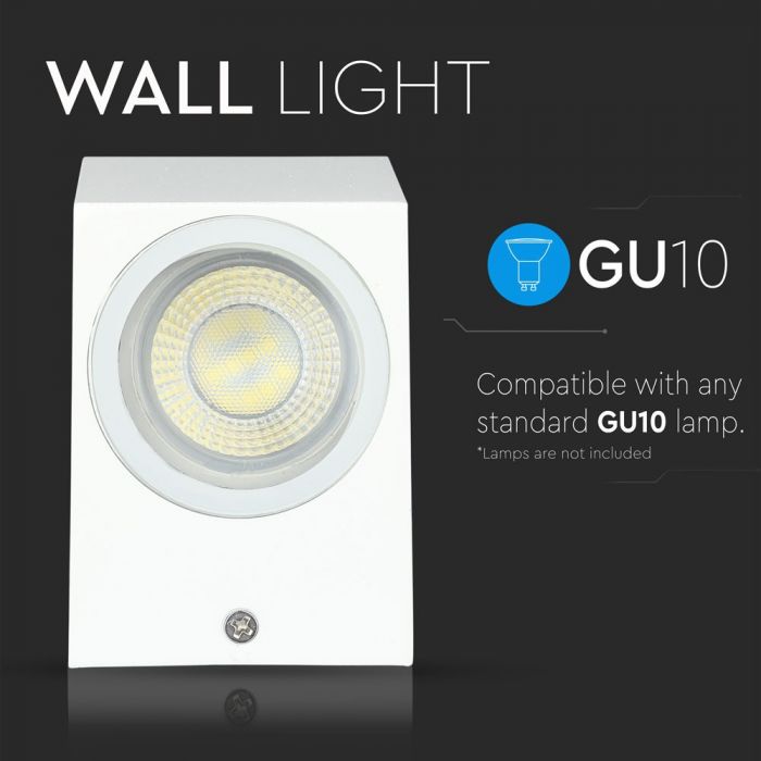 LED WALL SLEEK FITTING ALUMINIUM SQUARE GU10 2WAY 92X68X150 IP44 WHITE