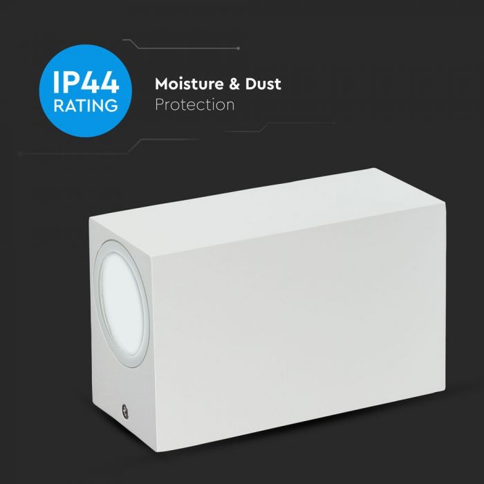 LED WALL SLEEK FITTING ALUMINIUM SQUARE GU10 2WAY 92X68X150 IP44 WHITE