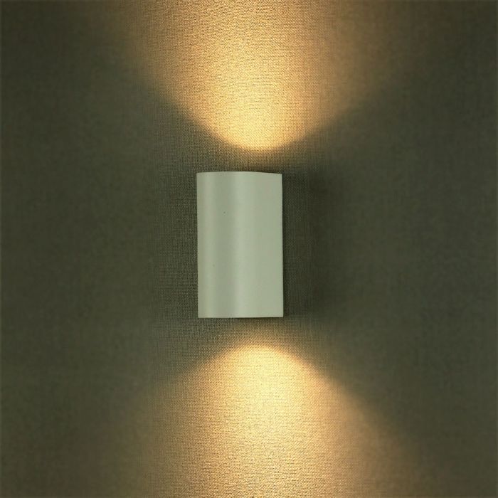 LED WALL SLEEK FITTING ALUMINIUM ROUND GU10 2WAY 92X68X150 IP44 WHITE