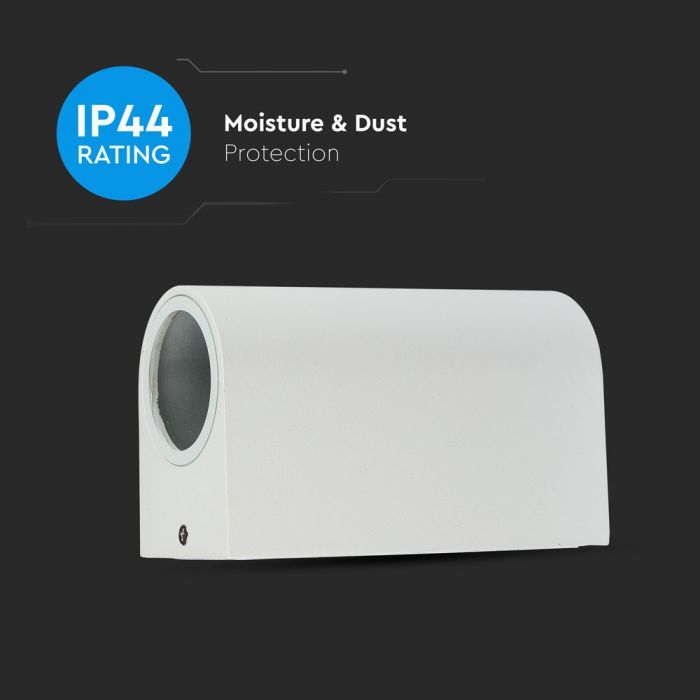 LED WALL SLEEK FITTING ALUMINIUM ROUND GU10 2WAY 92X68X150 IP44 WHITE