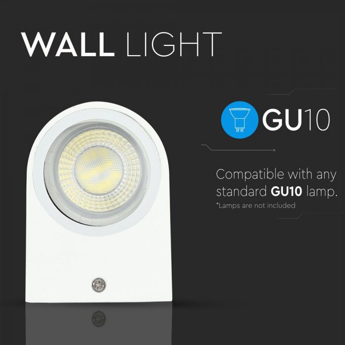LED WALL SLEEK FITTING ALUMINIUM ROUND GU10 2WAY 92X68X150 IP44 WHITE