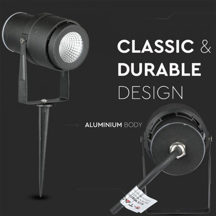 LED GARDEN SPIKE ALUMINIUM 12W GREEN 720lm 73X255 BLACK IP65