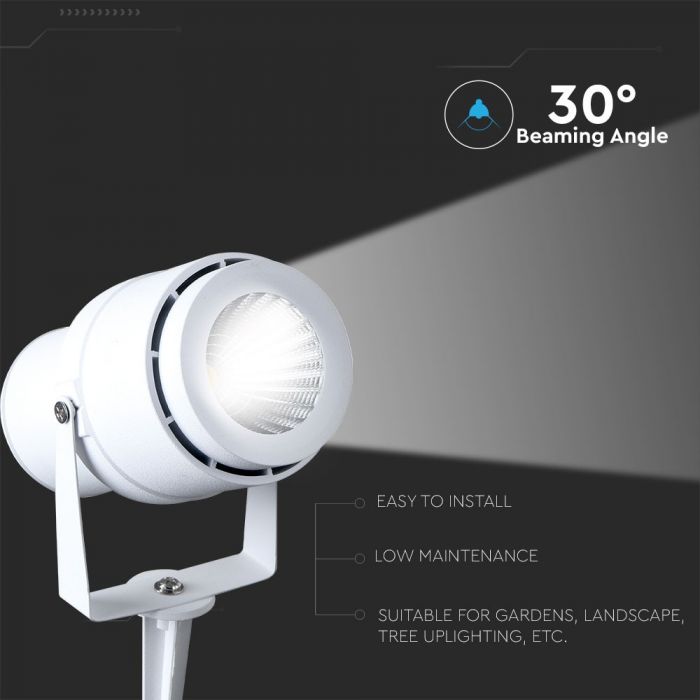 LED GARDEN SPIKE ALUMINIUM 12W GREEN 720lm 73X255 WHITE IP65
