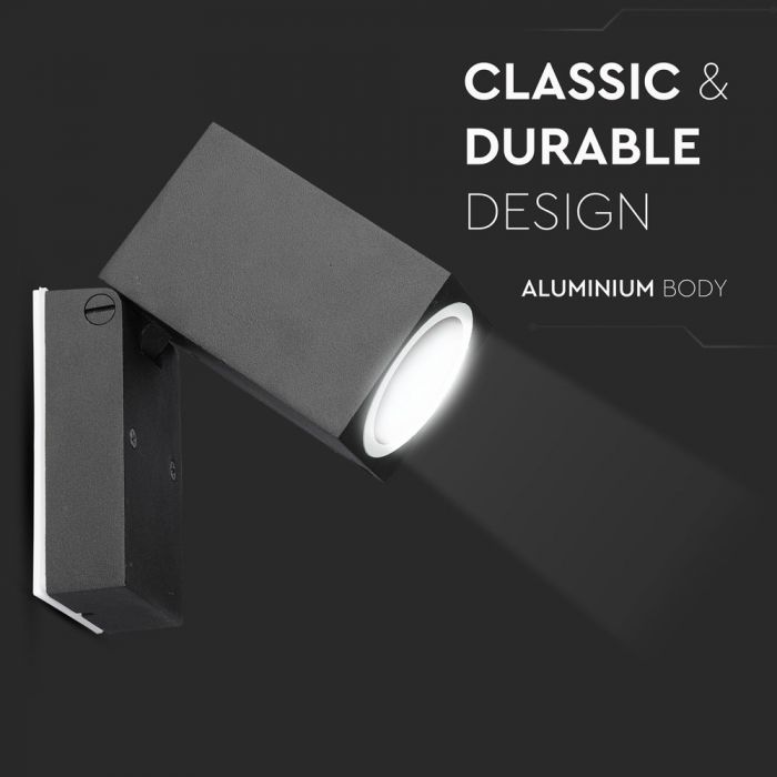 LED WALL FITTING ADJUSTABLE HEAD ALUMINIUM GU10 1WAY 100X66X92 IP44 BLACK