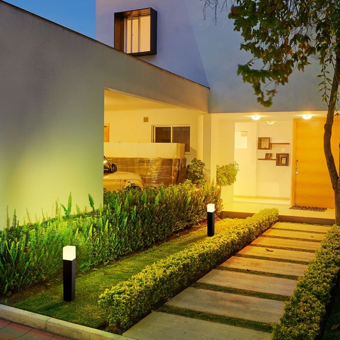LED GARDEN FLOOR LIGHT SQUARE GU10 IP54 80X80X500 BLACK ALUMINIUM+PC DIFFUSER