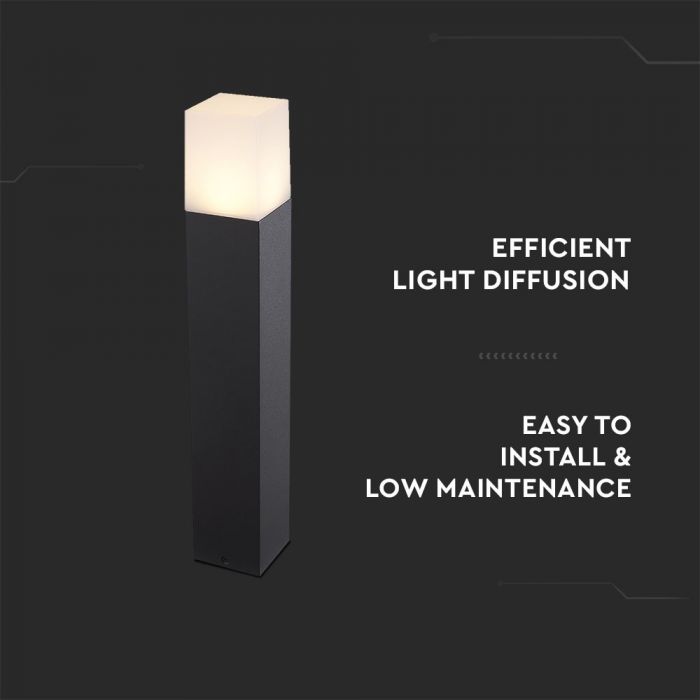 LED GARDEN FLOOR LIGHT SQUARE GU10 IP54 80X80X500 BLACK ALUMINIUM+PC DIFFUSER