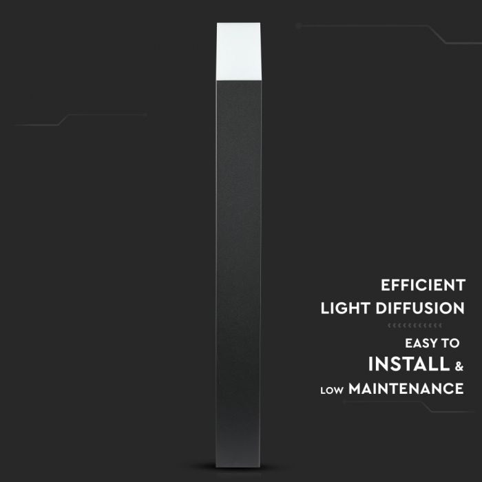 LED GARDEN FLOOR LIGHT SQUARE GU10 IP54 80X80X800 BLACK ALUMINIUM+PC DIFFUSER