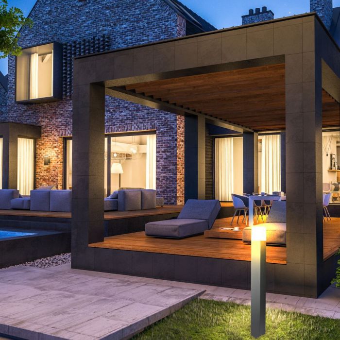 LED GARDEN FLOOR LIGHT SQUARE GU10 IP54 80X80X800 BLACK ALUMINIUM+PC DIFFUSER